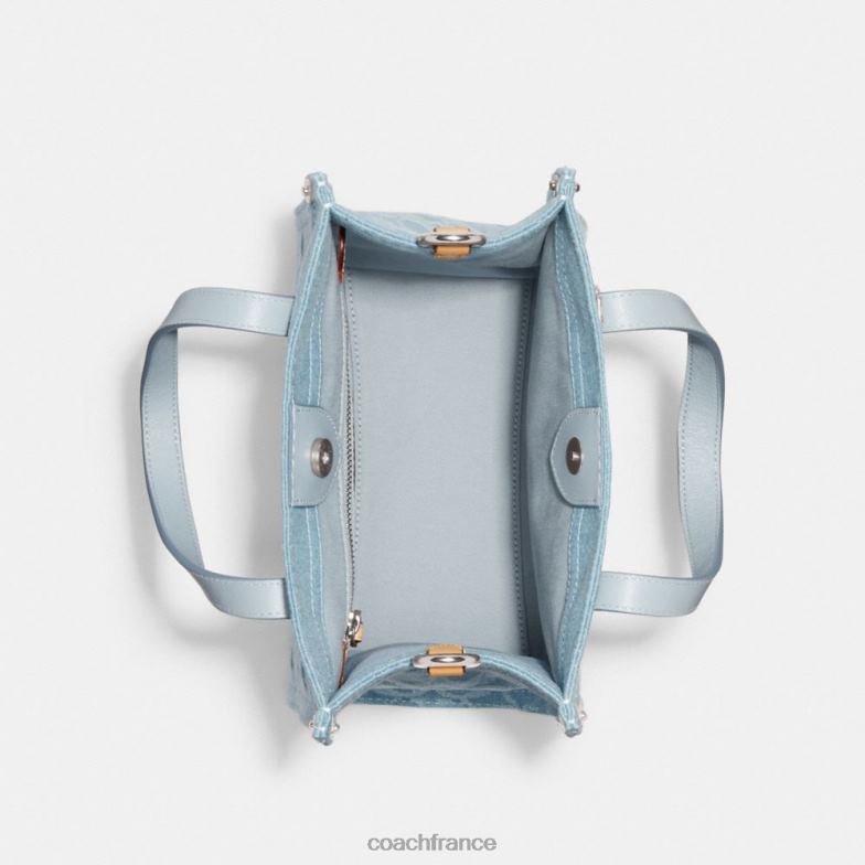 Coach femmes cabas field 22 en denim signature gauche/bleu pâle HHR6J302