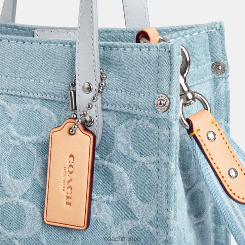 Coach femmes cabas field 22 en denim signature gauche/bleu pâle HHR6J302
