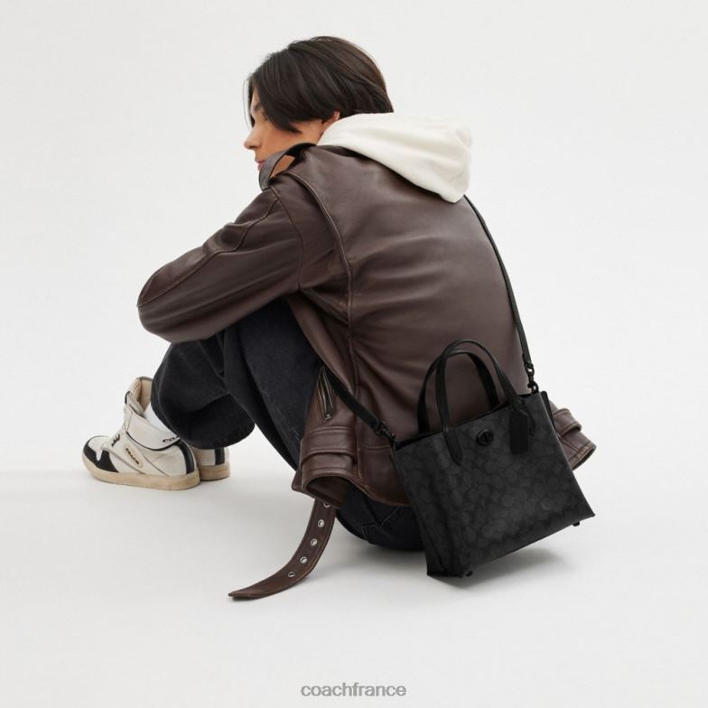Coach femmes cabas willow 24 en toile exclusive mw/charbon/noir HHR6J285