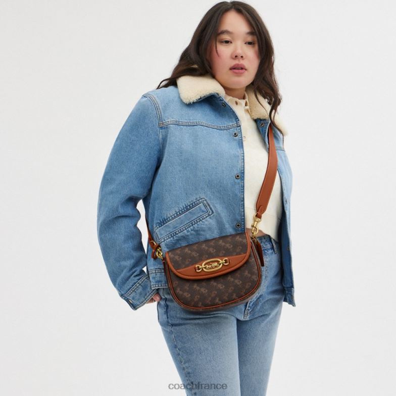 Coach femmes sac à bandoulière Harley avec imprimé chevaux et calèches b4/truffe ambre bruni HHR6J24