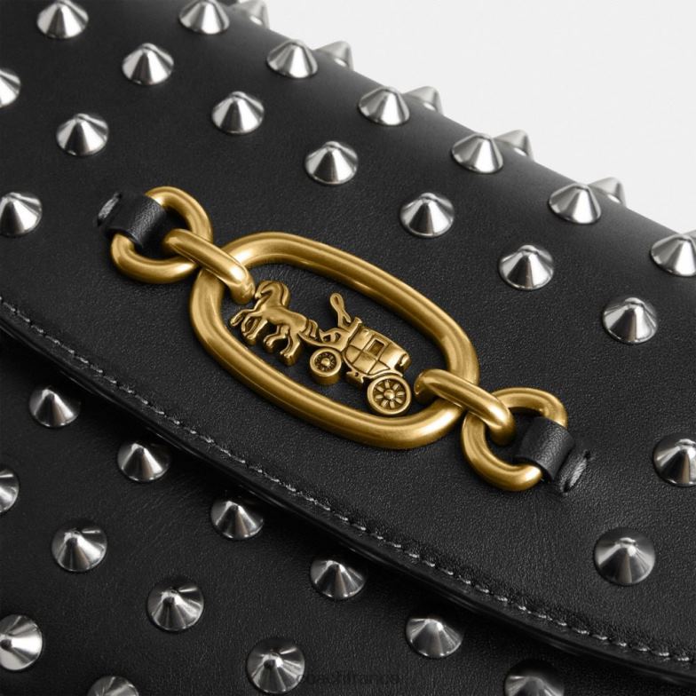 Coach femmes sac bandoulière harley 23 avec clous b4/noir HHR6J31