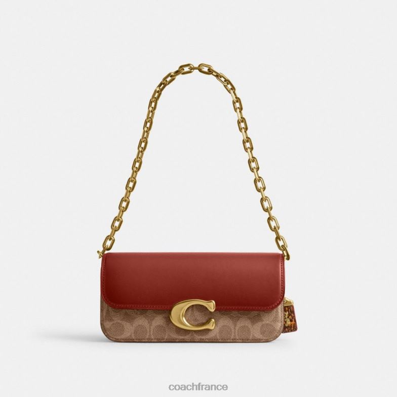 Coach femmes sac idol 23 en toile signature avec détail en peau de serpent b4/bronze rouille HHR6J36