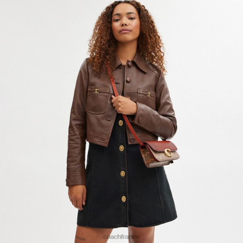 Coach femmes sac idol 23 en toile signature avec détail en peau de serpent b4/bronze rouille HHR6J36