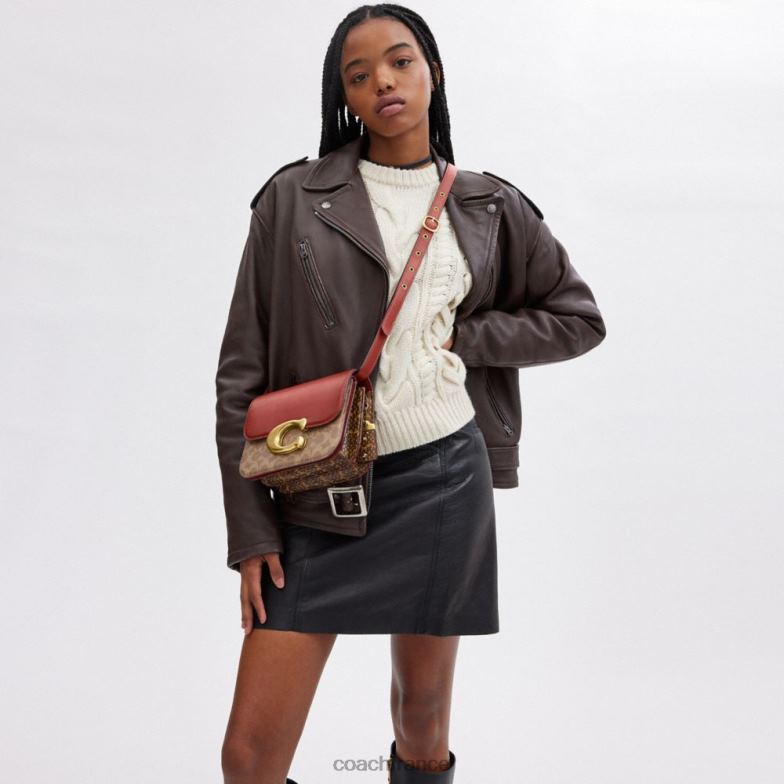 Coach femmes sac idol en toile signature avec détail en peau de serpent b4/bronze rouille HHR6J46