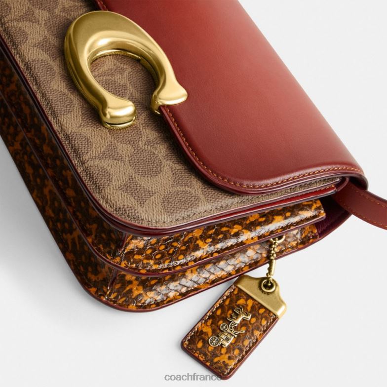 Coach femmes sac idol en toile signature avec détail en peau de serpent b4/bronze rouille HHR6J46