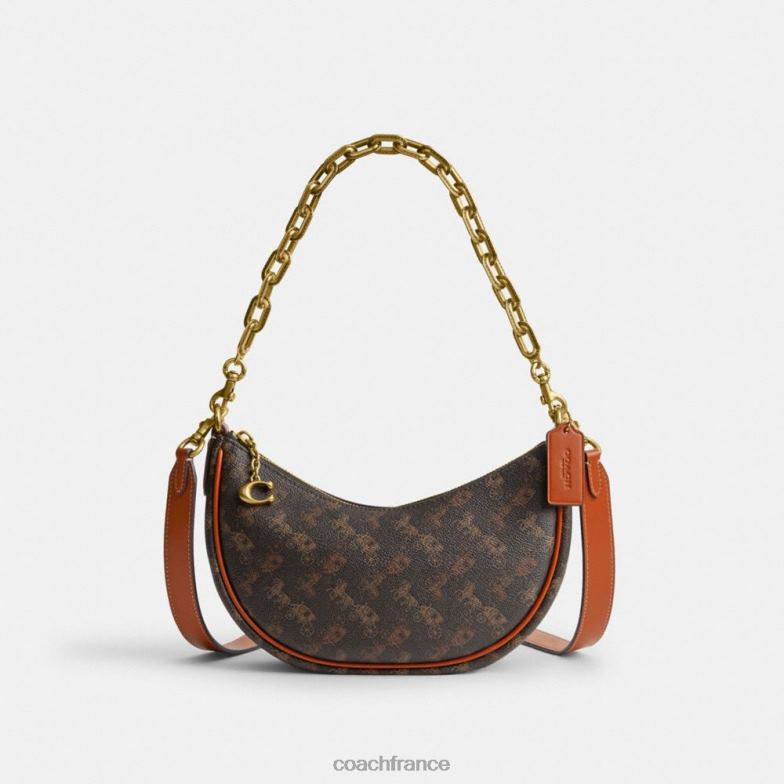 Coach femmes sac bandoulière mira avec imprimé chevaux et calèches b4/truffe ambre bruni HHR6J53