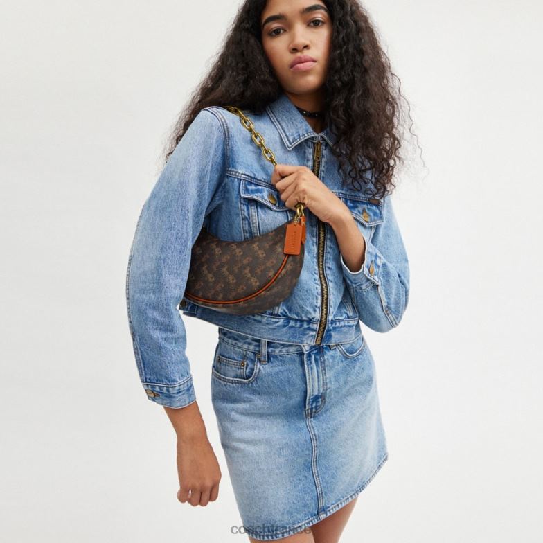Coach femmes sac bandoulière mira avec imprimé chevaux et calèches b4/truffe ambre bruni HHR6J53