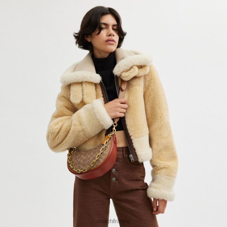 Coach femmes sac porté épaule mira en toile signature b4/bronze rouille HHR6J54