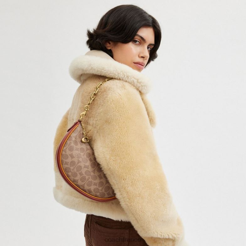 Coach femmes sac porté épaule mira en toile signature b4/bronze rouille HHR6J54
