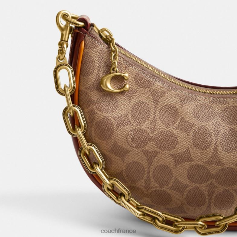 Coach femmes sac porté épaule mira en toile signature b4/bronze rouille HHR6J54