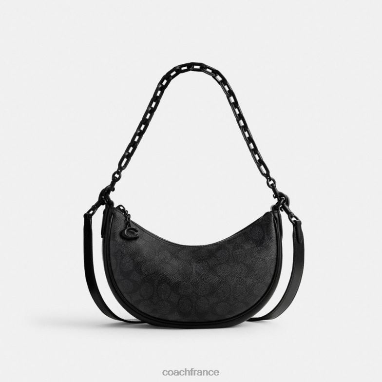 Coach femmes sac porté épaule mira en toile signature mw/charbon/noir HHR6J52