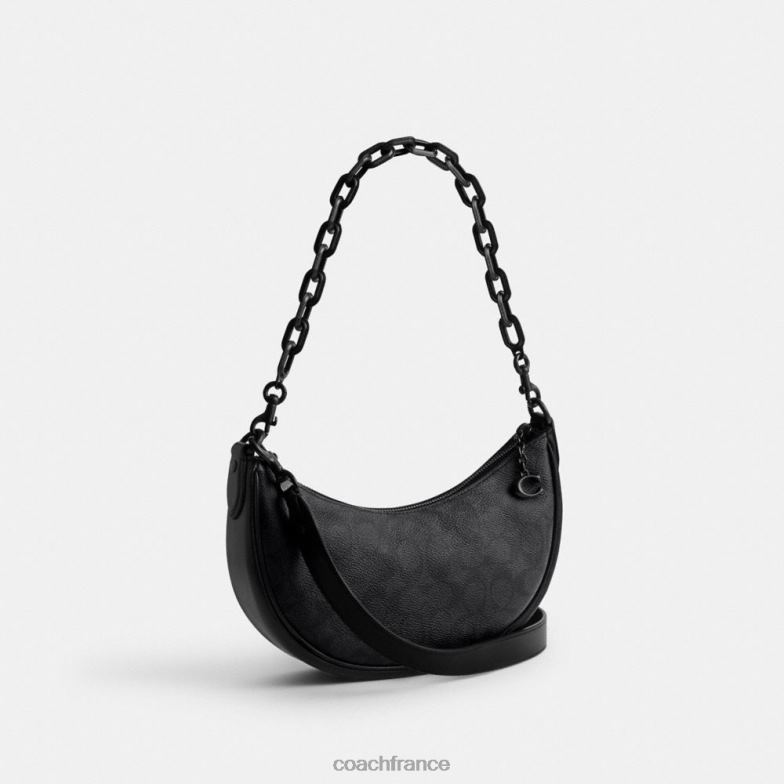 Coach femmes sac porté épaule mira en toile signature mw/charbon/noir HHR6J52