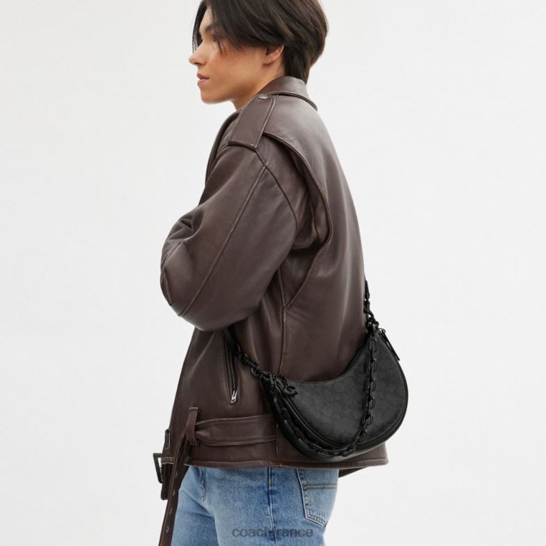 Coach femmes sac porté épaule mira en toile signature mw/charbon/noir HHR6J52
