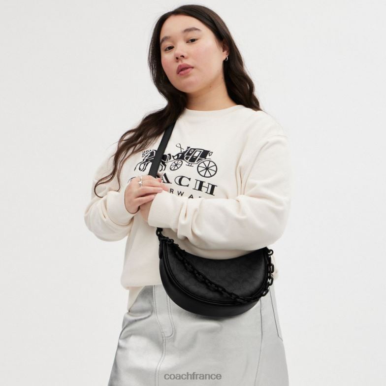 Coach femmes sac porté épaule mira en toile signature mw/charbon/noir HHR6J52
