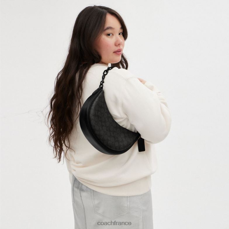Coach femmes sac porté épaule mira en toile signature mw/charbon/noir HHR6J52