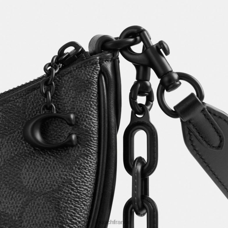 Coach femmes sac porté épaule mira en toile signature mw/charbon/noir HHR6J52