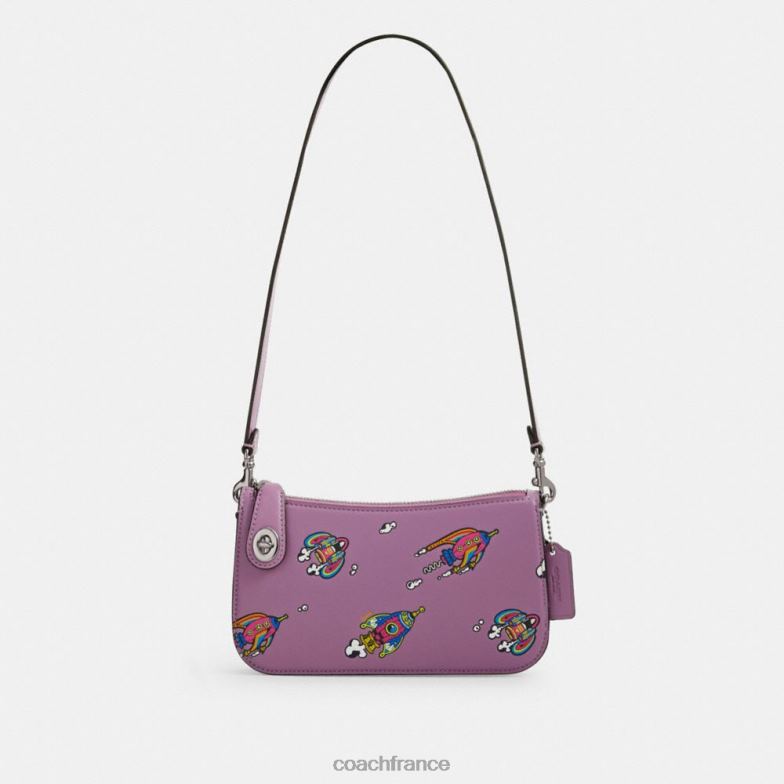 Coach femmes cosmic coach - penn, sac porté épaule à imprimé fusée gauche/orchidée violette multi HHR6J69