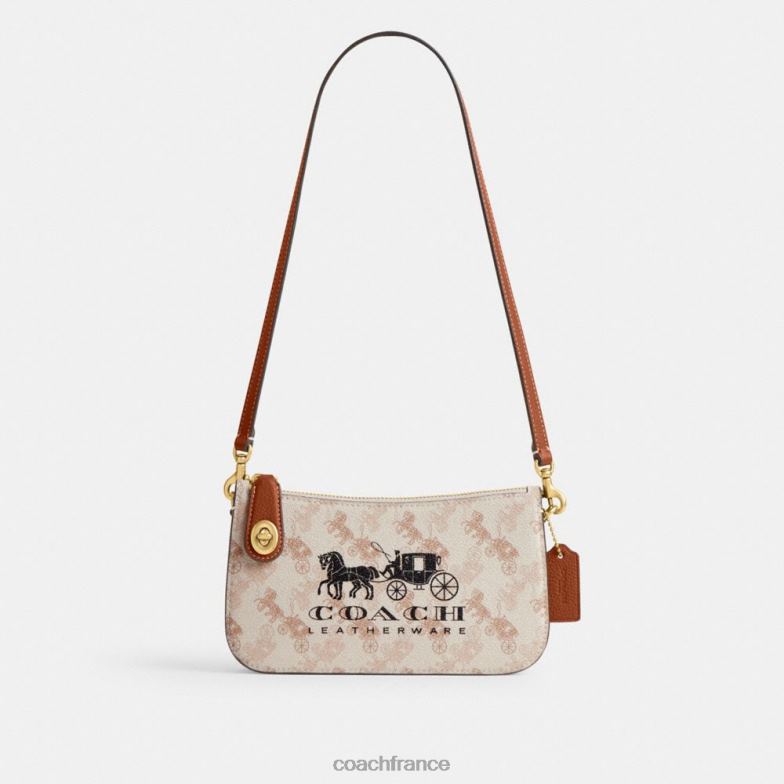 Coach femmes sac porté épaule Penn avec imprimé chevaux et calèches b4/craie ambre bruni HHR6J73