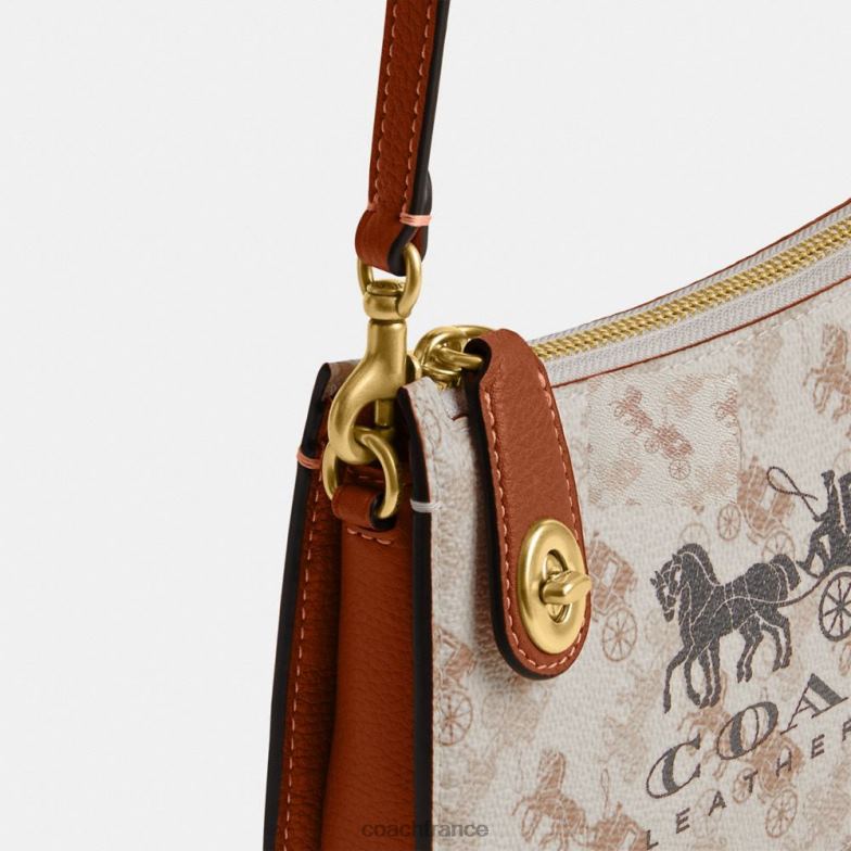 Coach femmes sac porté épaule Penn avec imprimé chevaux et calèches b4/craie ambre bruni HHR6J73