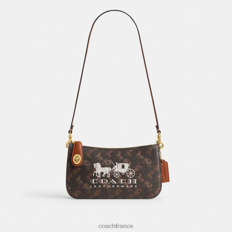 Coach femmes sac porté épaule Penn avec imprimé chevaux et calèches b4/truffe ambre bruni HHR6J74