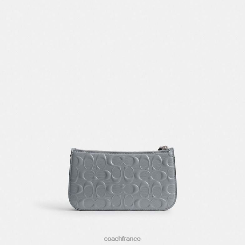 Coach femmes sac porté épaule Penn en cuir signature gauche/gris bleu HHR6J67