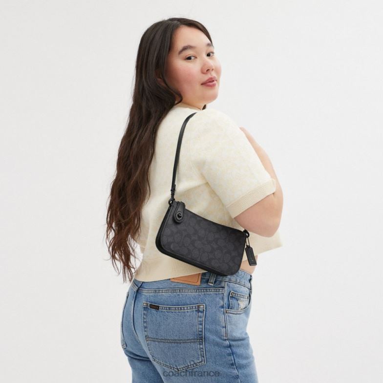 Coach femmes sac porté épaule Penn en toile exclusive mw/charbon/noir HHR6J65