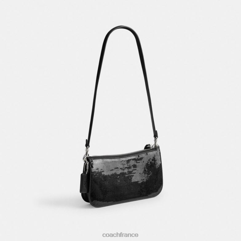 Coach femmes sac porté épaule Penn à sequins gauche/noir HHR6J70