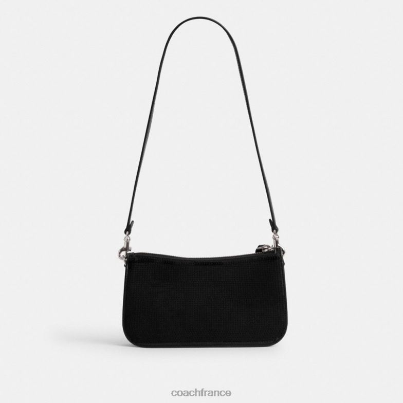 Coach femmes sac porté épaule Penn à sequins gauche/noir HHR6J70