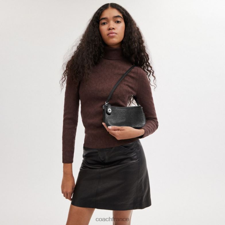 Coach femmes sac porté épaule Penn à sequins gauche/noir HHR6J70