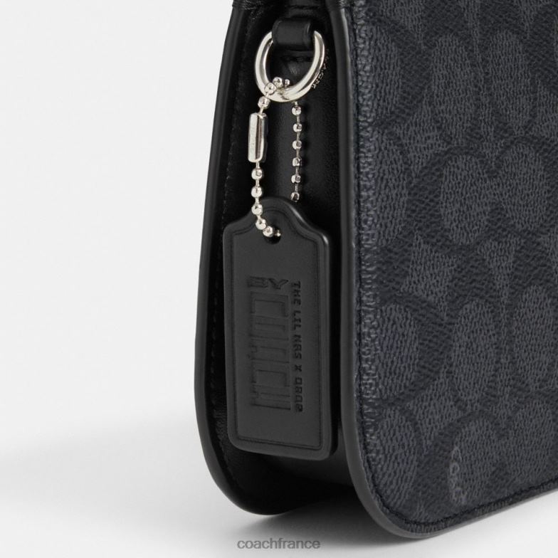 Coach femmes sac porté épaule lil nas x drop penn en toile signature g/g/kitten lockup noir HHR6J62