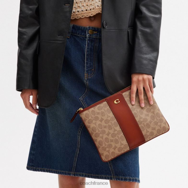 Coach femmes pochette 28 en toile signature b4/bronze rouille HHR6J315