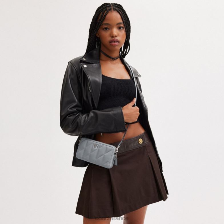 Coach femmes sac à bandoulière Kira avec coussin matelassé gauche/gris bleu HHR6J310