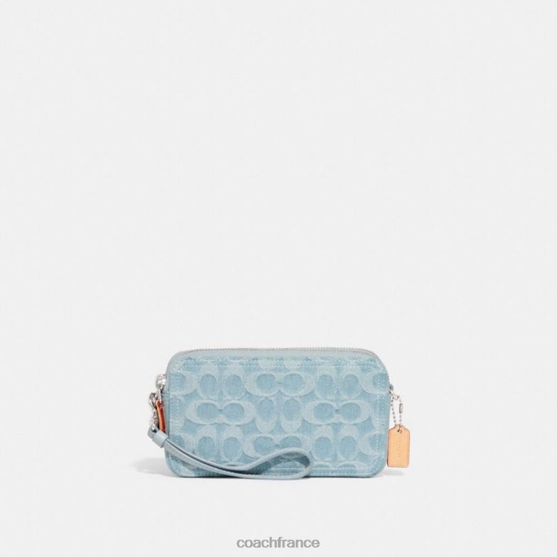 Coach femmes sac à bandoulière Kira en denim signature gauche/bleu pâle HHR6J312