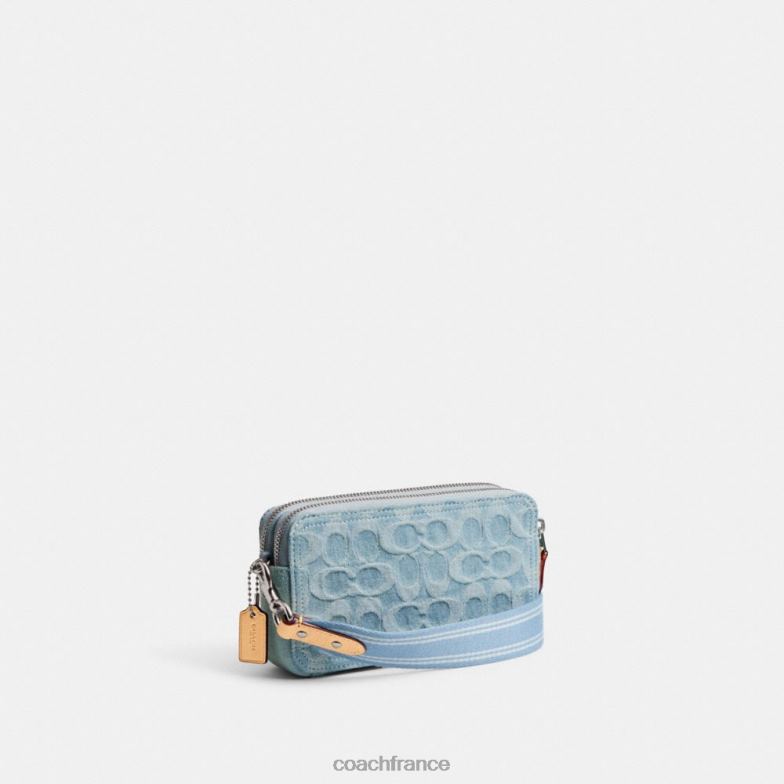 Coach femmes sac à bandoulière Kira en denim signature gauche/bleu pâle HHR6J312
