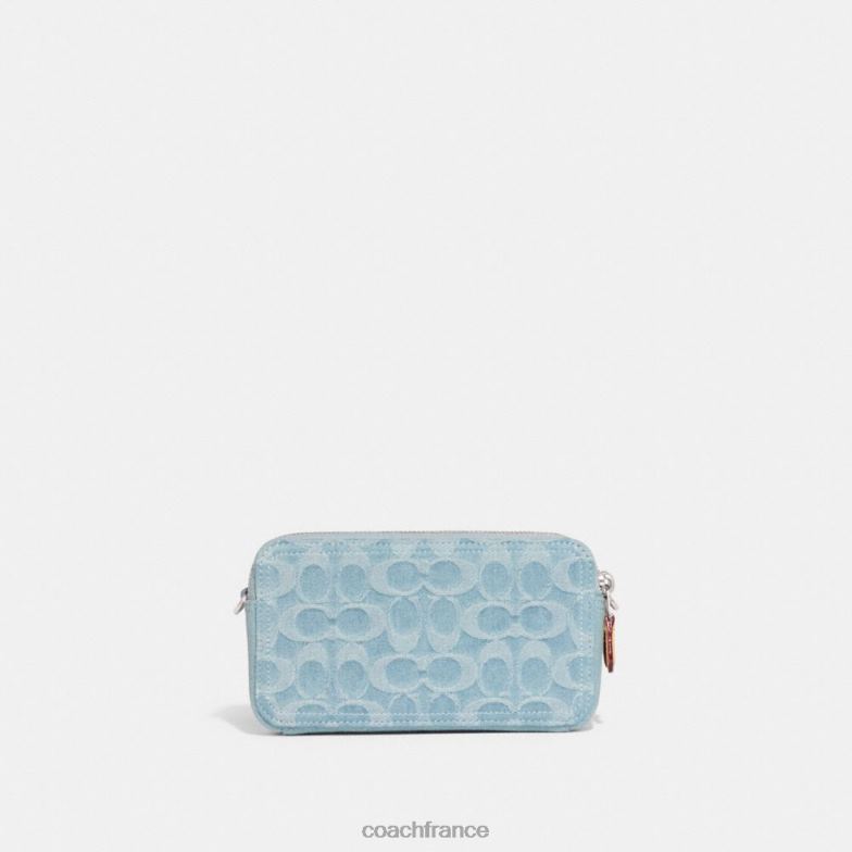 Coach femmes sac à bandoulière Kira en denim signature gauche/bleu pâle HHR6J312