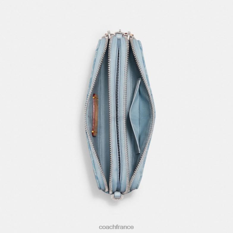 Coach femmes sac à bandoulière Kira en denim signature gauche/bleu pâle HHR6J312