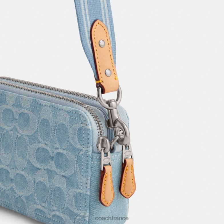 Coach femmes sac à bandoulière Kira en denim signature gauche/bleu pâle HHR6J312