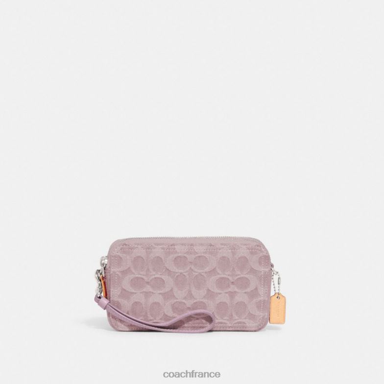 Coach femmes sac à bandoulière Kira en denim signature gauche/violet pâle HHR6J313