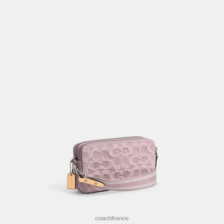 Coach femmes sac à bandoulière Kira en denim signature gauche/violet pâle HHR6J313