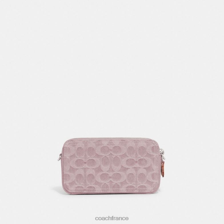 Coach femmes sac à bandoulière Kira en denim signature gauche/violet pâle HHR6J313