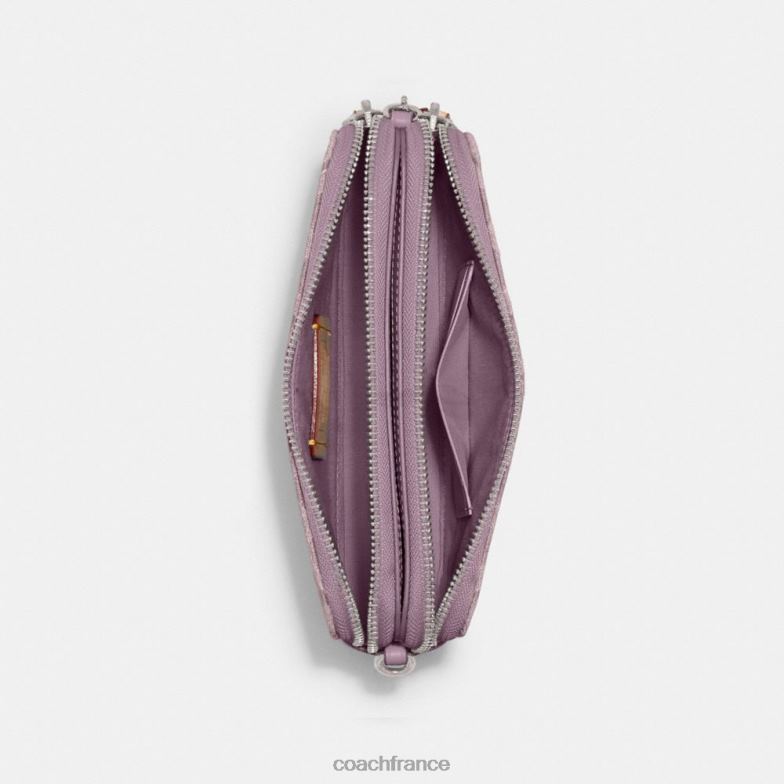 Coach femmes sac à bandoulière Kira en denim signature gauche/violet pâle HHR6J313