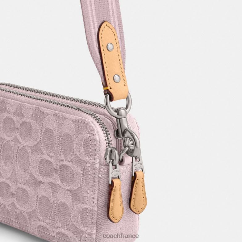 Coach femmes sac à bandoulière Kira en denim signature gauche/violet pâle HHR6J313