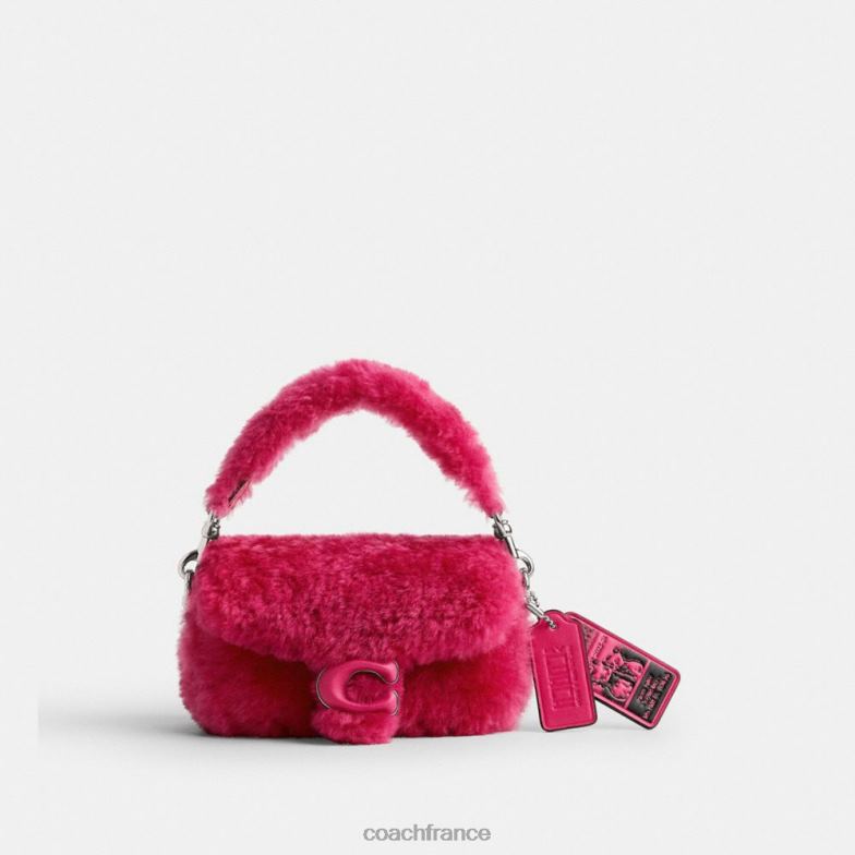 Coach femmes le lil nas x drop tabby 12 en peau de mouton gauche/fuchsia brillant HHR6J98