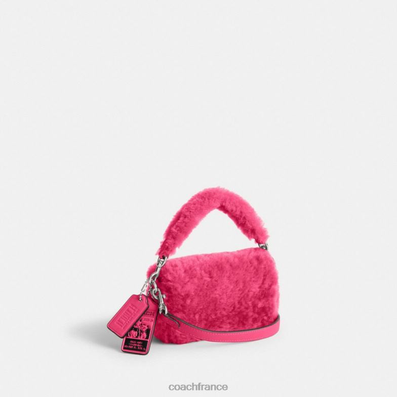 Coach femmes le lil nas x drop tabby 12 en peau de mouton gauche/fuchsia brillant HHR6J98