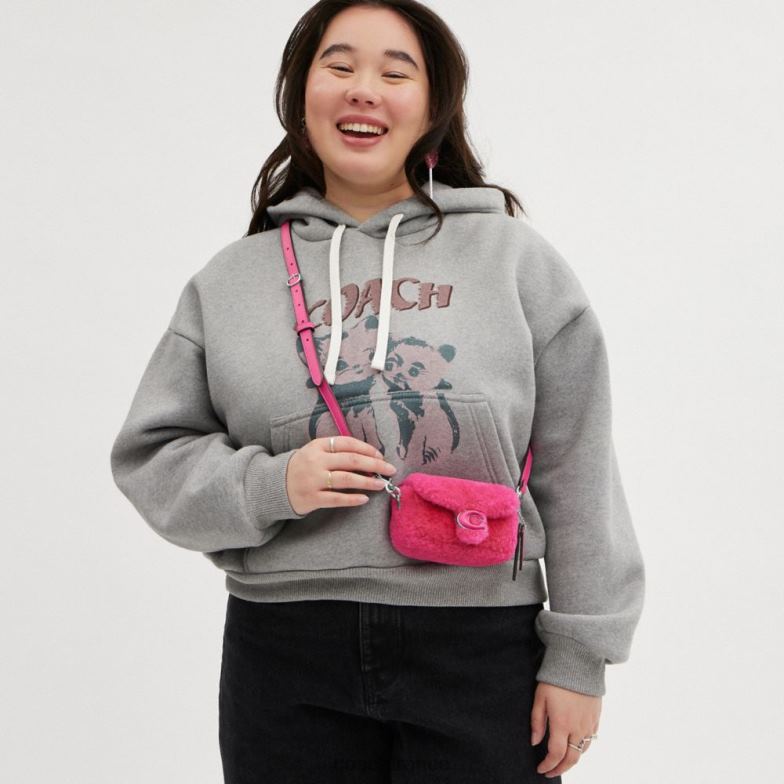 Coach femmes le lil nas x drop tabby 12 en peau de mouton gauche/fuchsia brillant HHR6J98