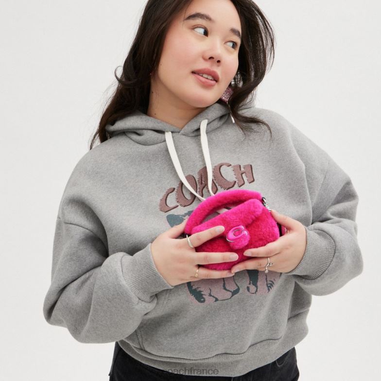 Coach femmes le lil nas x drop tabby 12 en peau de mouton gauche/fuchsia brillant HHR6J98