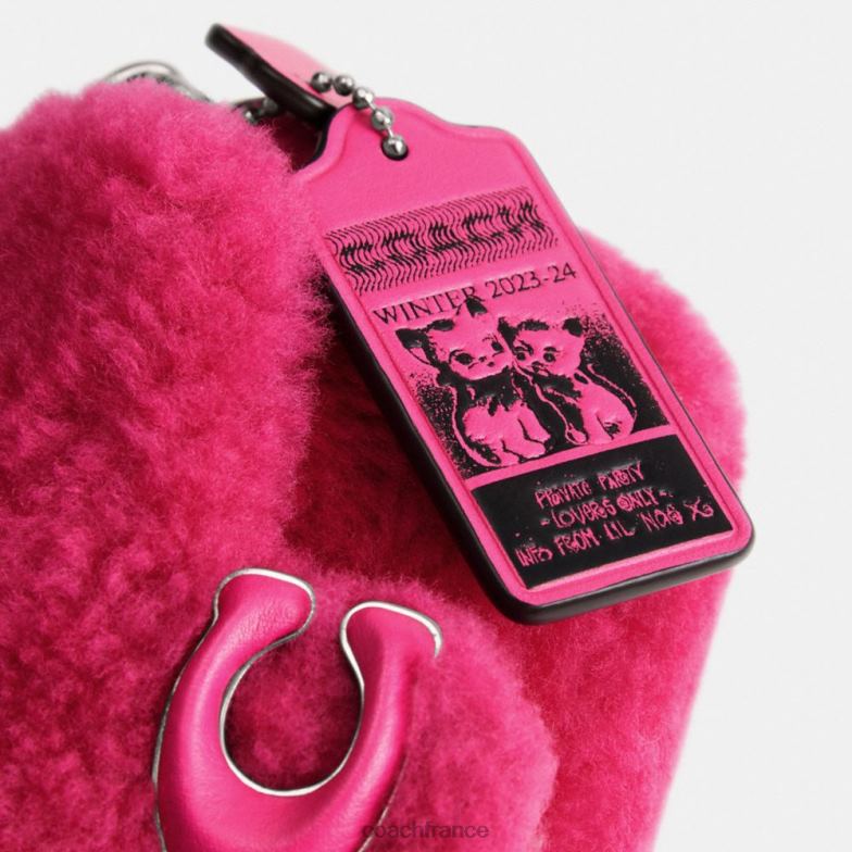 Coach femmes le lil nas x drop tabby 12 en peau de mouton gauche/fuchsia brillant HHR6J98