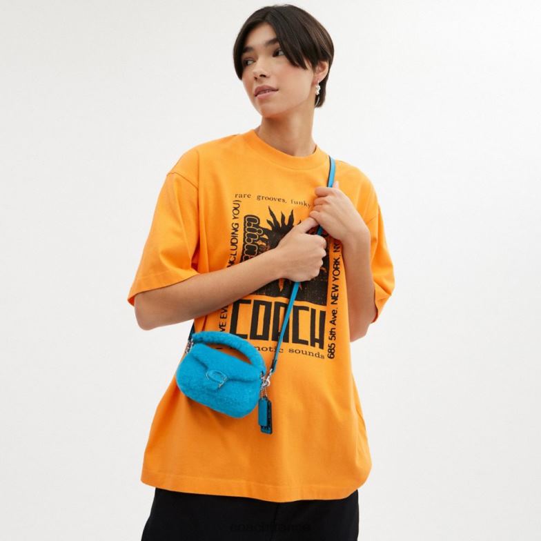 Coach femmes le lil nas x drop tabby 12 en peau de mouton gauche/montero bleu HHR6J99