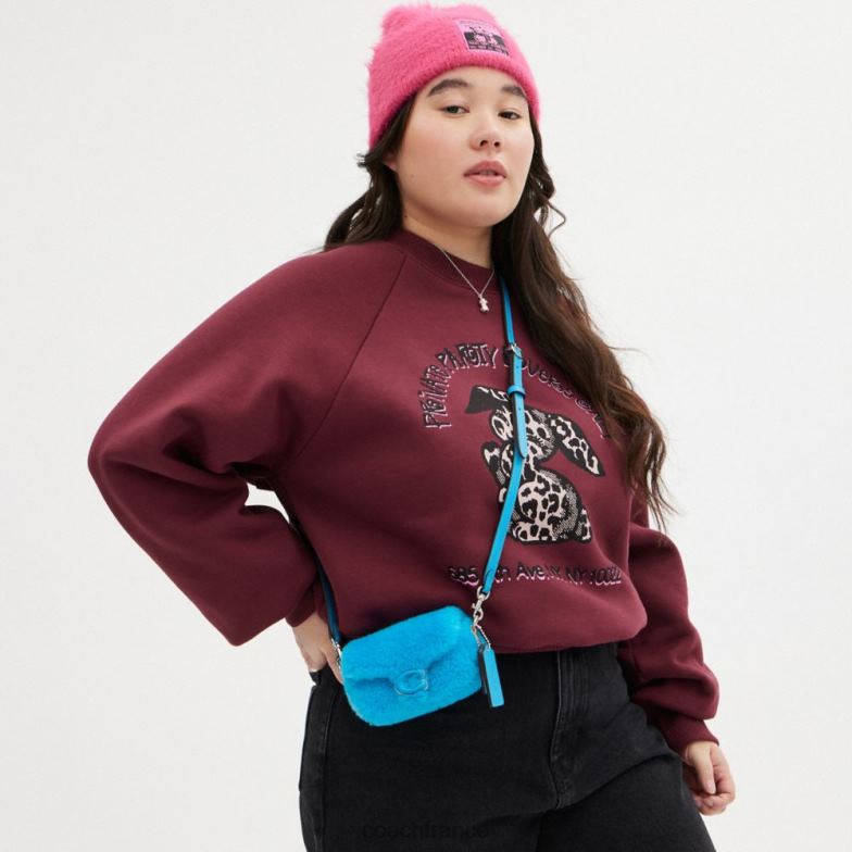 Coach femmes le lil nas x drop tabby 12 en peau de mouton gauche/montero bleu HHR6J99