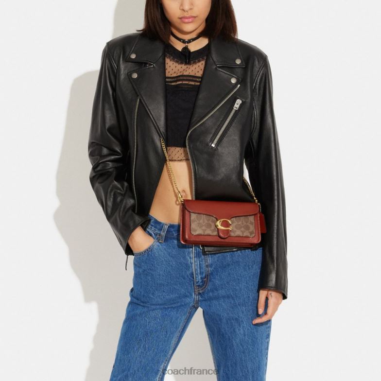 Coach femmes pochette à chaîne tabby en toile exclusive b4/bronze rouille HHR6J168